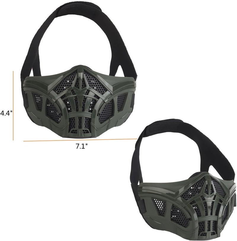 Hdlsina Airsoft Half Face Masks, Half Lower Steel Mesh Airsoft Protective Gear Breathable Silicone Lining Mesh Cover for Adult Men Women BBS Airsoft Shooting CS Survival Games - Image 2